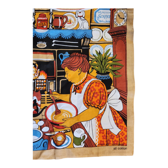 Vintage Yorkshire Pudding Recipe Cotton Tea Towel Harry Butterworth Britain - Picture 6 of 6